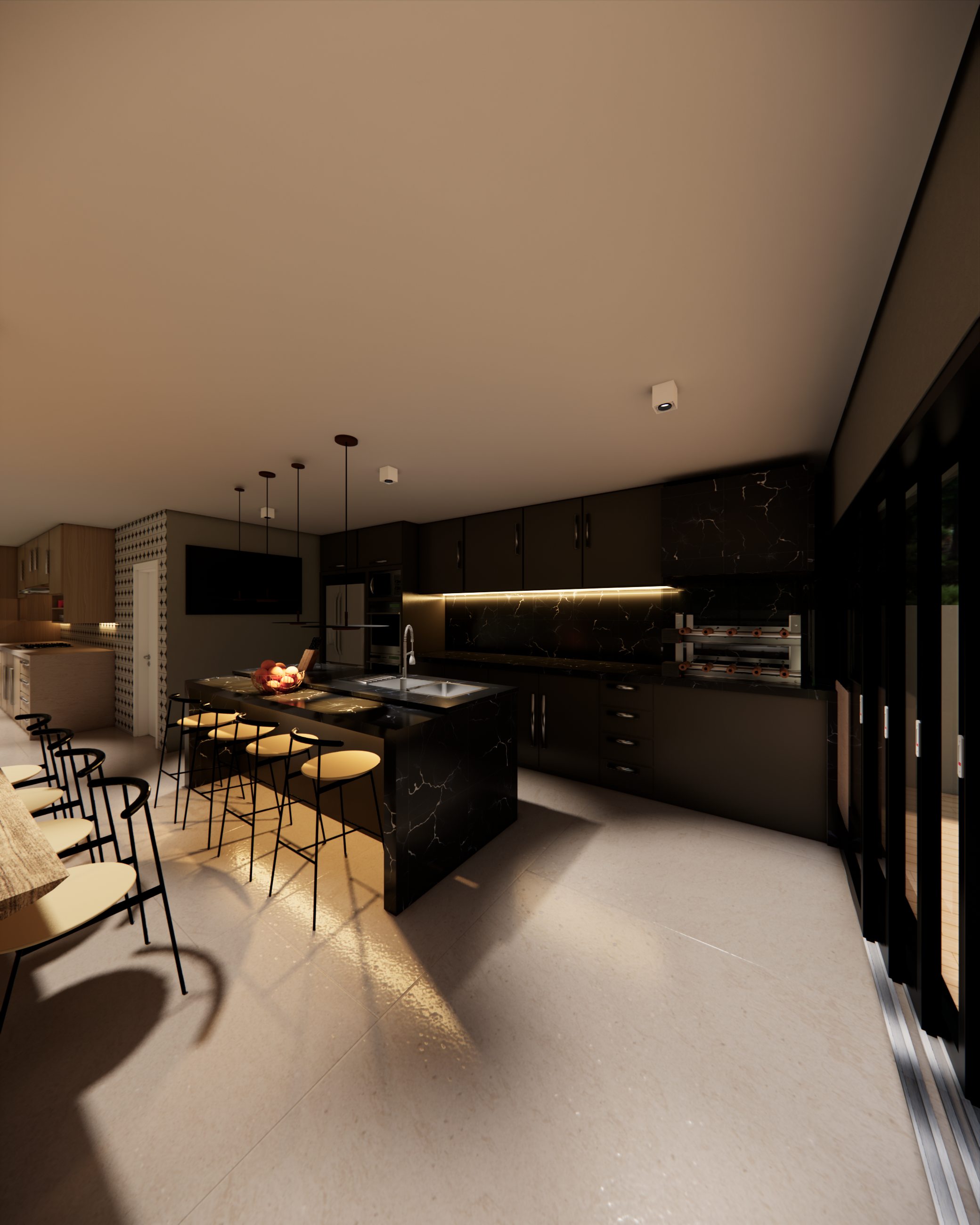 Residência Central Park WT - Área Gourmet Cozinha (interior)