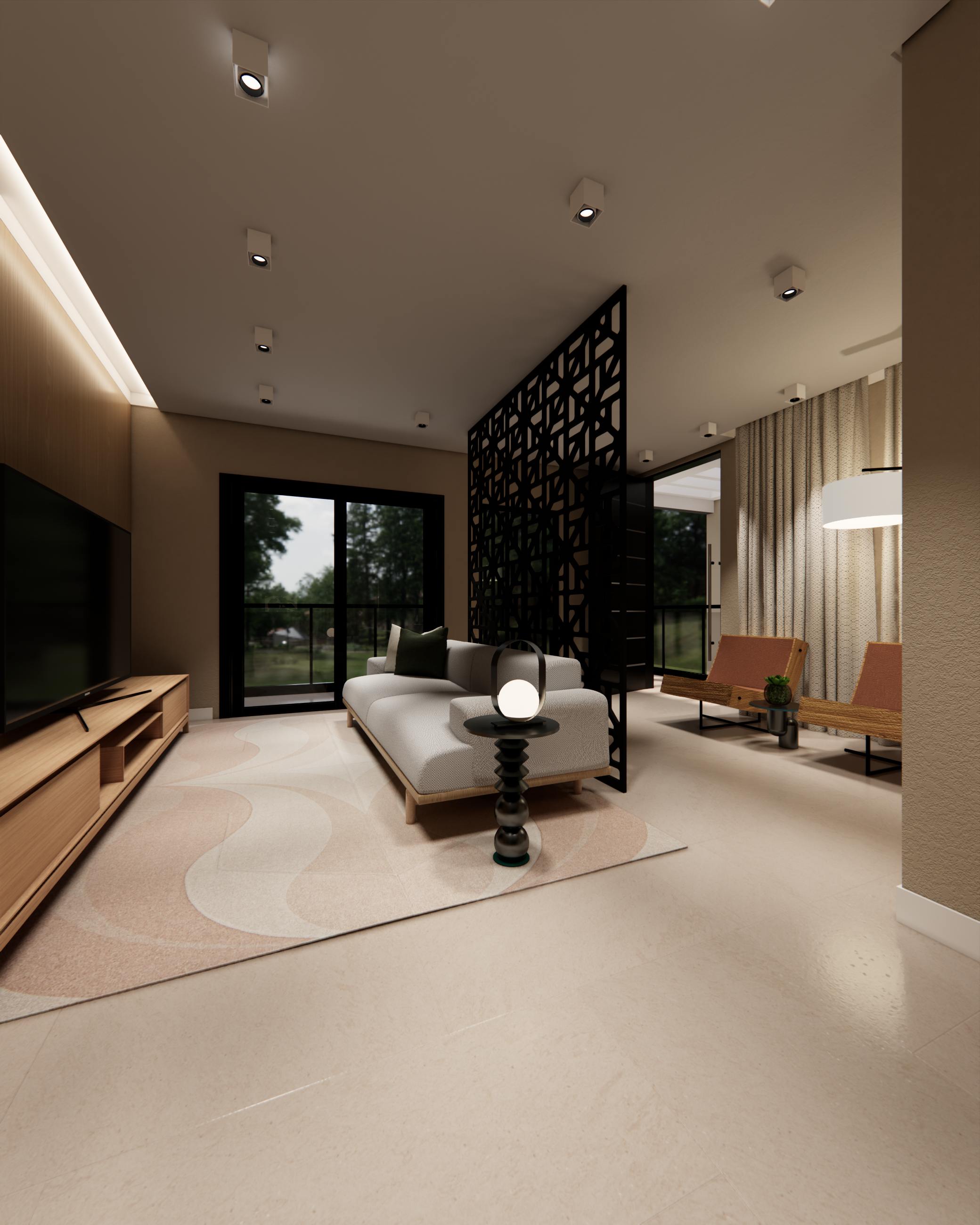 Residência LF - Sala de TV Hall (interior)