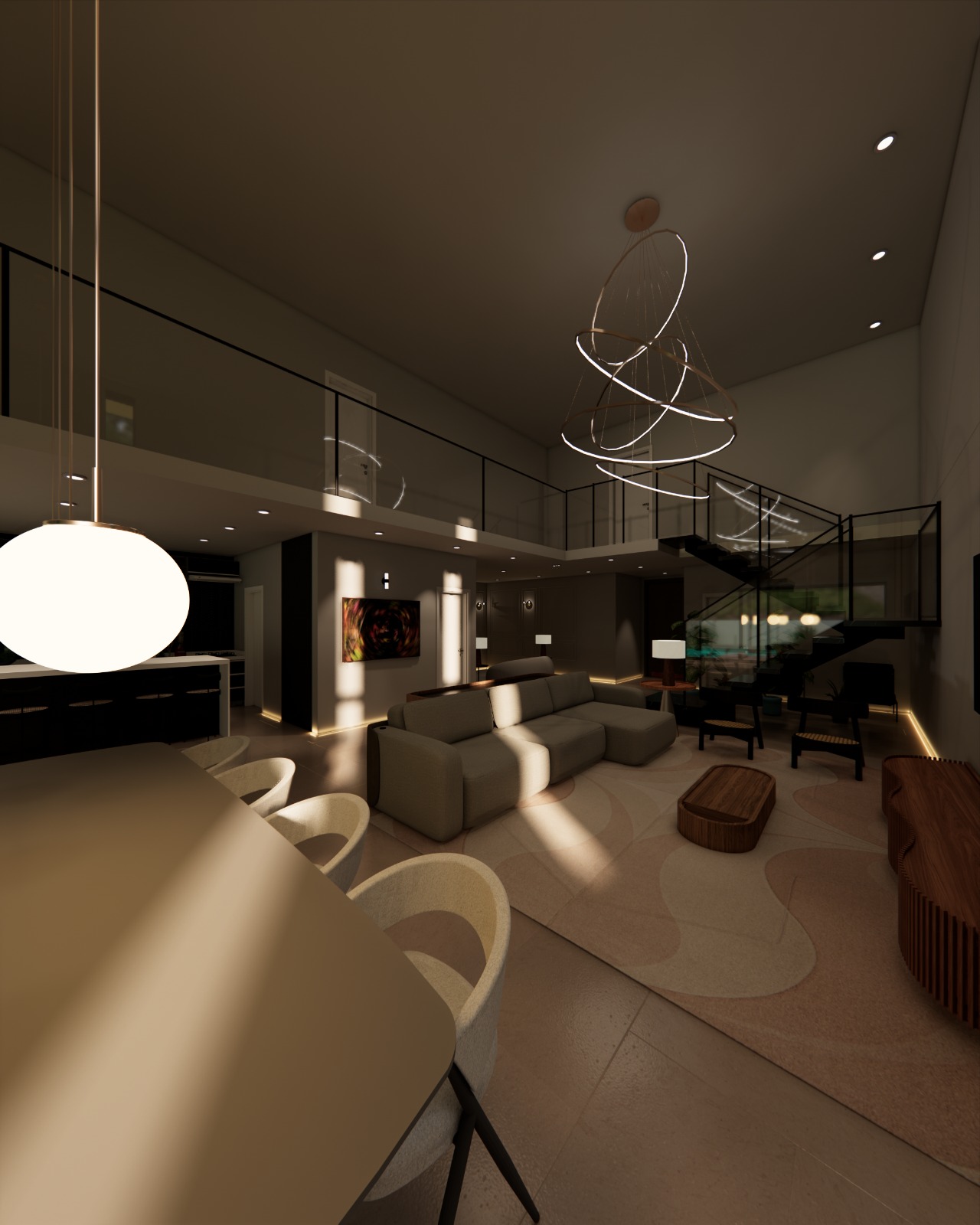 Residência Maxximo Construtora - Jantar Living (interior)