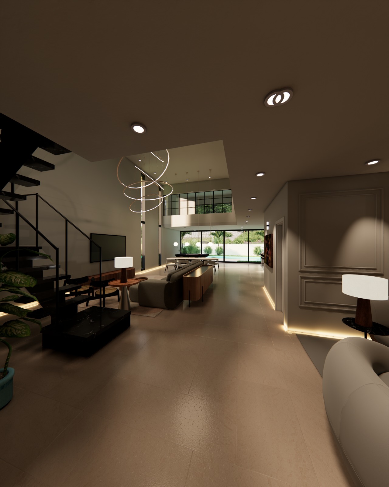 Residência Maxximo Construtora - Área Social (interior)